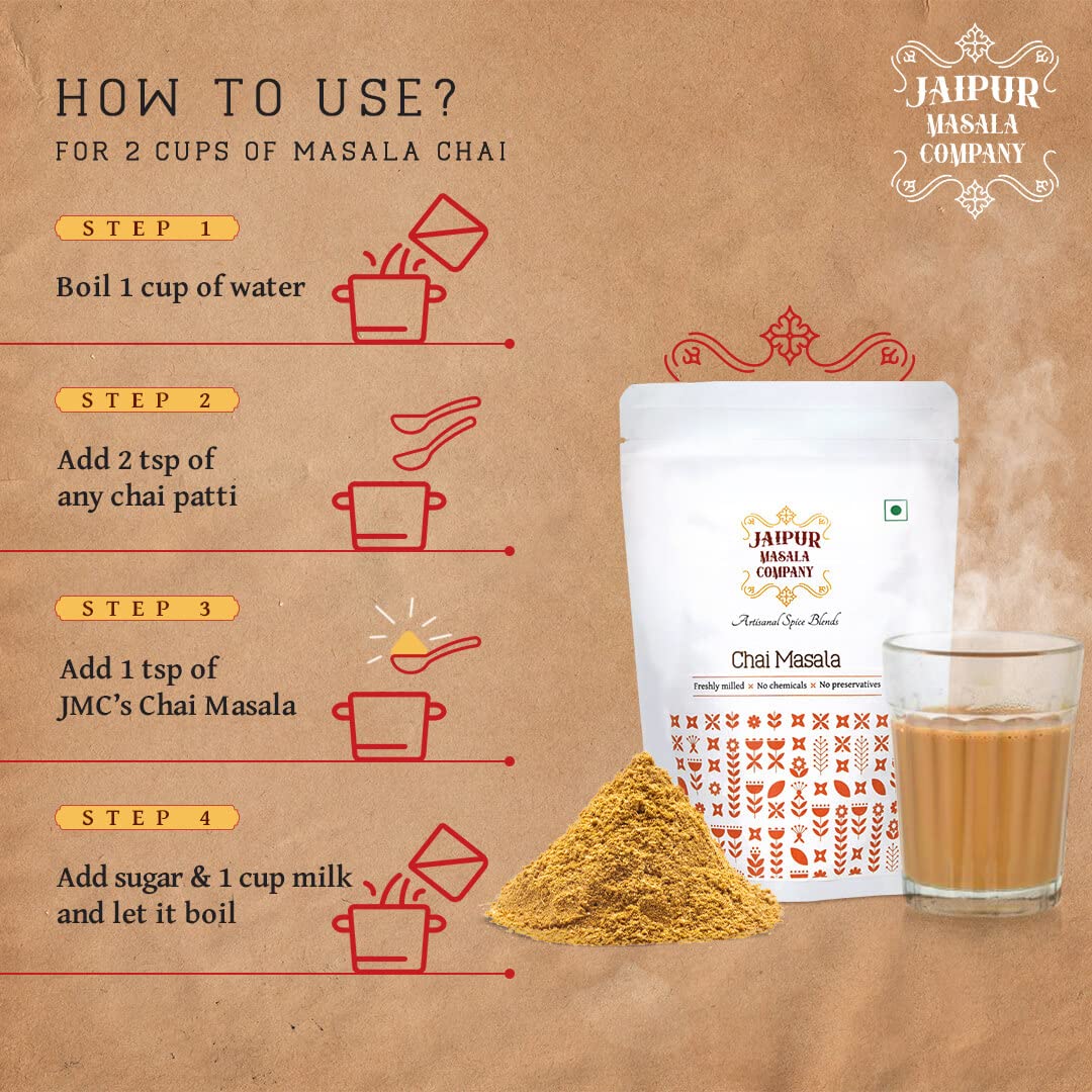 Jaipur Masala Company - Chai Masala 100 gm | 100% Natural, 9 Premium Spices, For Kadak Masala Tea