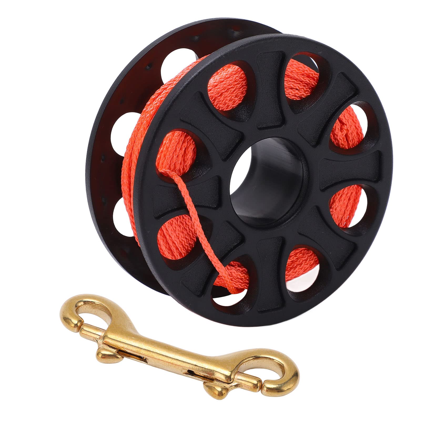 Diving Spool, Fluorescent Wire Diving Finger Spool Handheld with Double Ended Snap Clip for Cave Diving (Black)