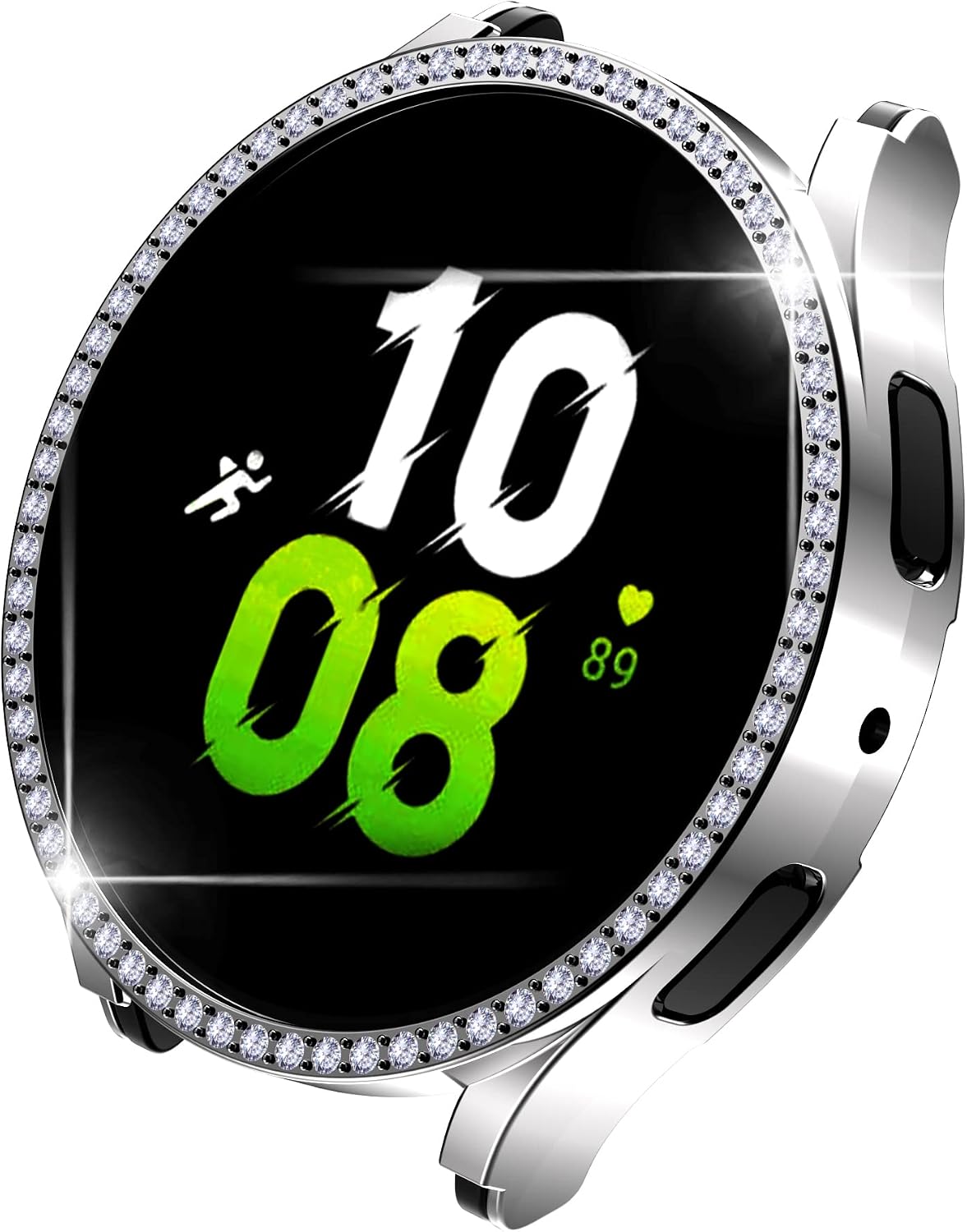 Compatible for Samsung Galaxy Watch 5 40mm (2022) Diamond PC Plating Bumper Case Bling Crystal Diamonds Shiny Glitter Frame Hard Protective Cover (Silver) image 3