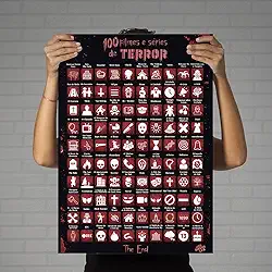 Pôster Raspadinha 100 Filmes e Séries de Terror – Decoração Geek, Cinema, Halloween, Presente Criativo