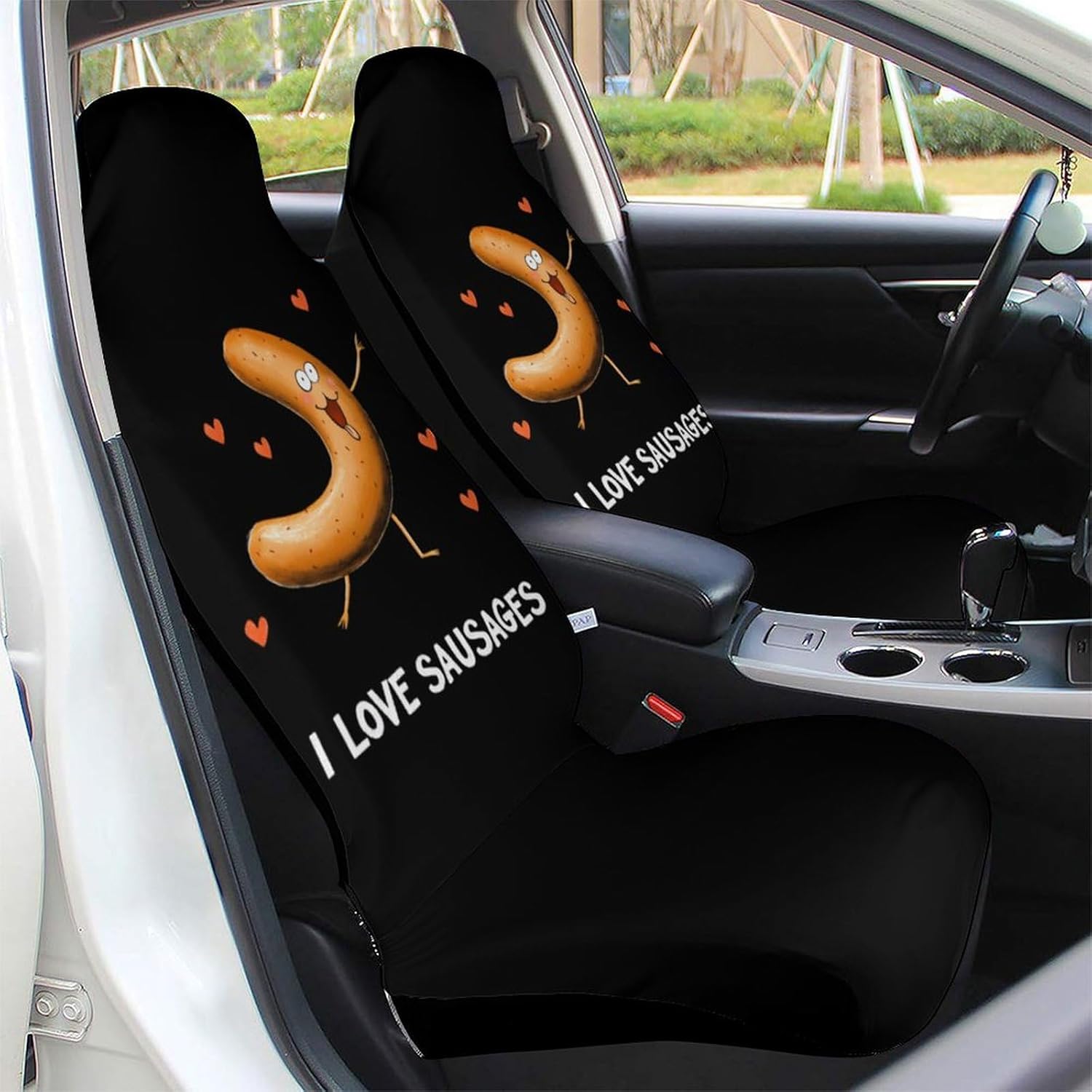 I Love Sausages Grilled Sausage Car Seat Covers Universal Car Front Seats Protector Auto Interior Accessories 2PCS
