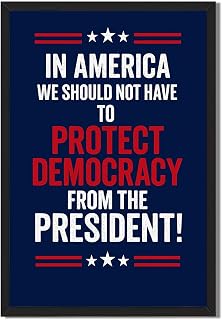 Framed Protect Democracy Political Canvas Print Art, Contemporary Wall Art Painting, Trendy Home Decor for Office Dorm Room, Wall Decoration Art Print, Pictures. (Black Framed,8L X12W)