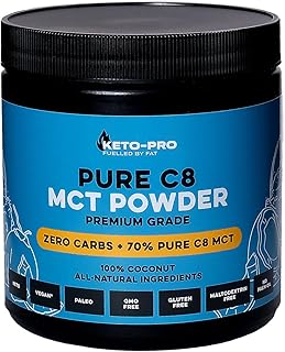 Keto-Pro MCT Powder 250g | Most Ketogenic of All MCT's | Purest, Premium C8 Keto Creamer Ideal in Coffee | Suitable for Paleo & Vegan Diets | Gluten & Palm Oil Free | Pure Caprylic Acid