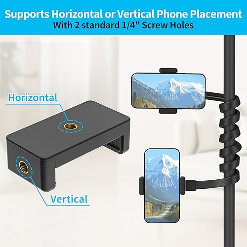 Miniatura 6 de Chunxiao Soporte universal flexible para micrófono para teléfonos inteligentes de 3.5 a 7.5 pulgadas, soporte de teléfono celular ajustable doble