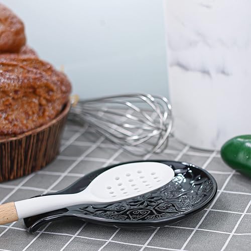 Miniatura 6 de Soporte de cuchara de cerámica para encimera de cocina y estufa, soporte de cuchara de cerámica estilo granja para cocinar y protección de mostrador
