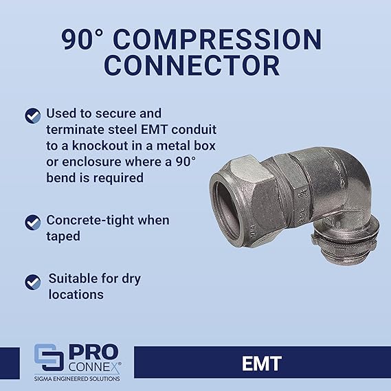SIGMA ENGINEERED SOLUTIONS EMT 90 Compression Connector, 1/2