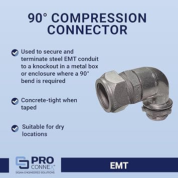 SIGMA ENGINEERED SOLUTIONS EMT 90 Compression Connector, 1/2
