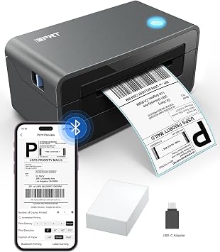 iDPRT Thermal Label Printer 4x6, Shipping Label Printer for Small Business | Wireless Printing for iPhone, Android, Windows & macOS, USB for Computers, App-Based Setup via HereLabel