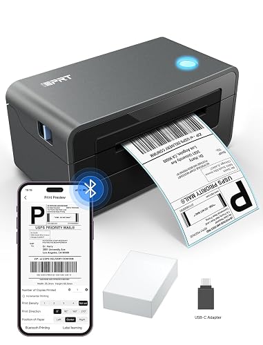 iDPRT Thermal Label Printer 4x6, Shipping Label Printer for Small Business | Wireless Printing for iPhone, Android, Windows & macOS, USB for Computers, App-Based Setup via HereLabel - Black - USB+BT