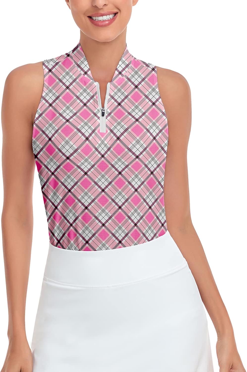 Soneven Women's Sleeveless Golf Shirts Printed Moisture