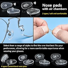 Eyeglass Nose Pads, GOTOBA 22 Pairs Screw-in Eyeglasses Nose Pads, Upgraded Glasses Nose Pad Replacement Kit with Eyeglass Screwdriver, Tweezers, Glasses Cloth, Small Screws.