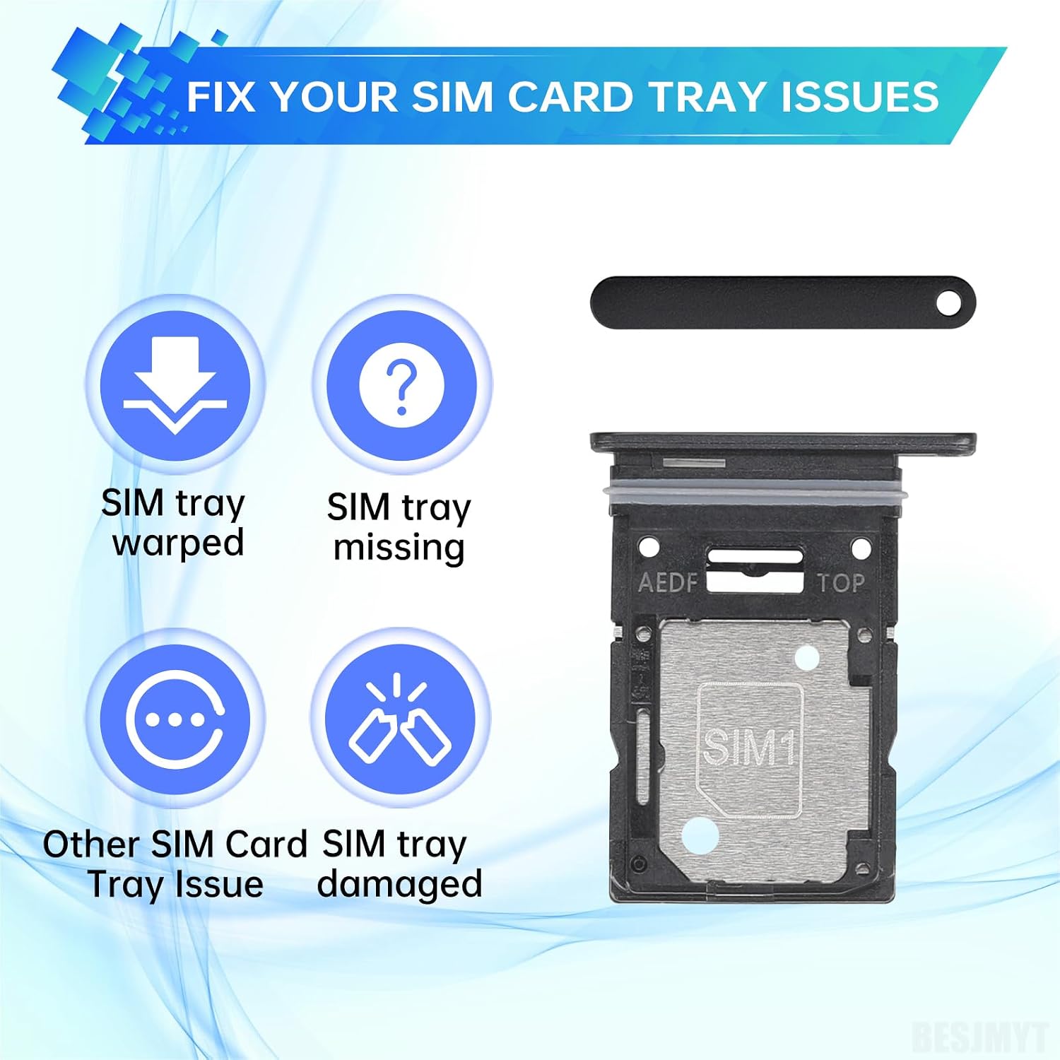 Sim Card Tray Replacement for Samsung Galaxy A54 Graphite | Card Tray Slot Holder Bracket Adapter Single SIM Version with Needle Ejector for A54 SM-A546U SM-A546U1