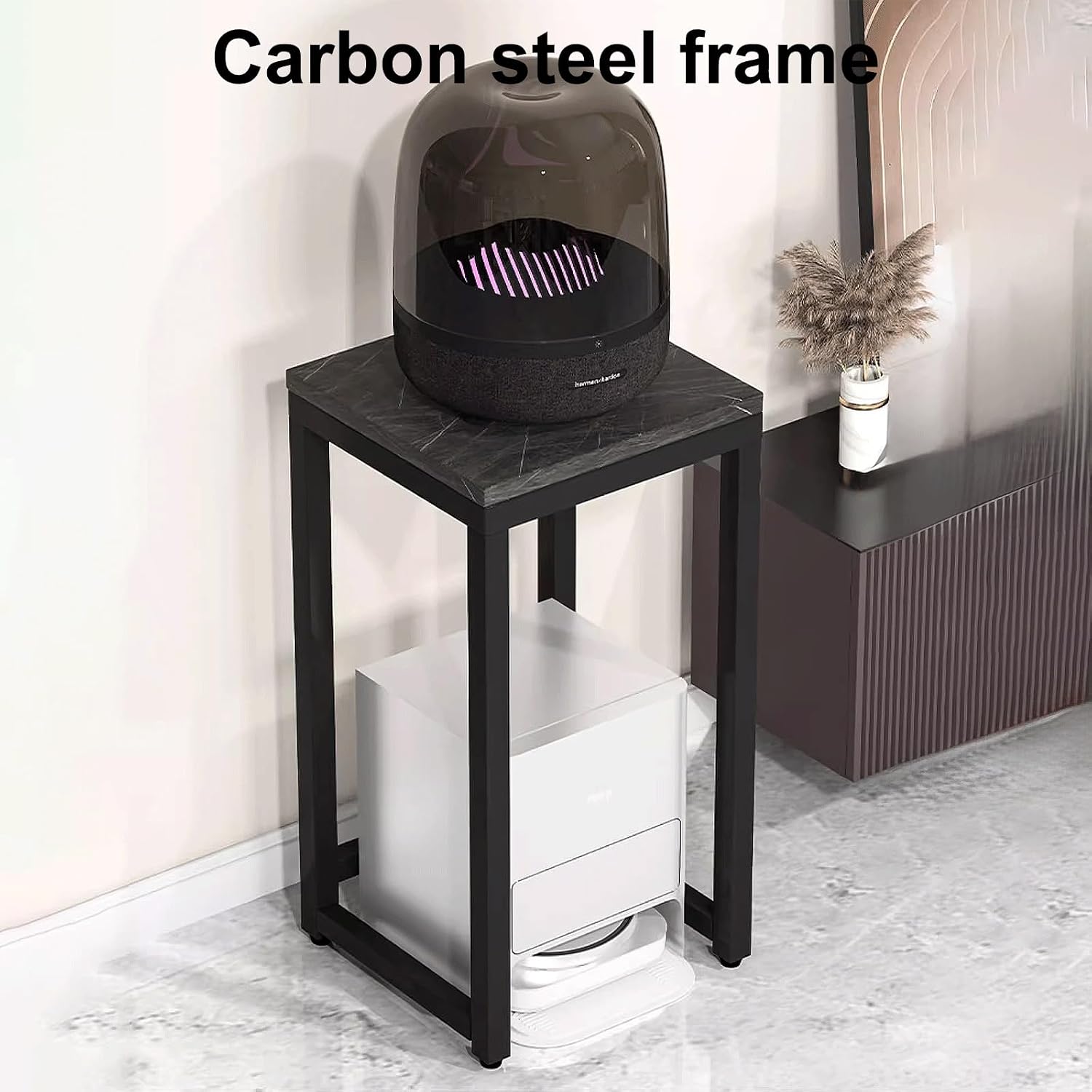 Audio Rack Tower, AV Media Stand, Rack Audio Tower, Shelf Organizer Rack Modern with Heightened Frame 4 Sizes 2 Colors(White+Black,25 * 25 * 53cm)