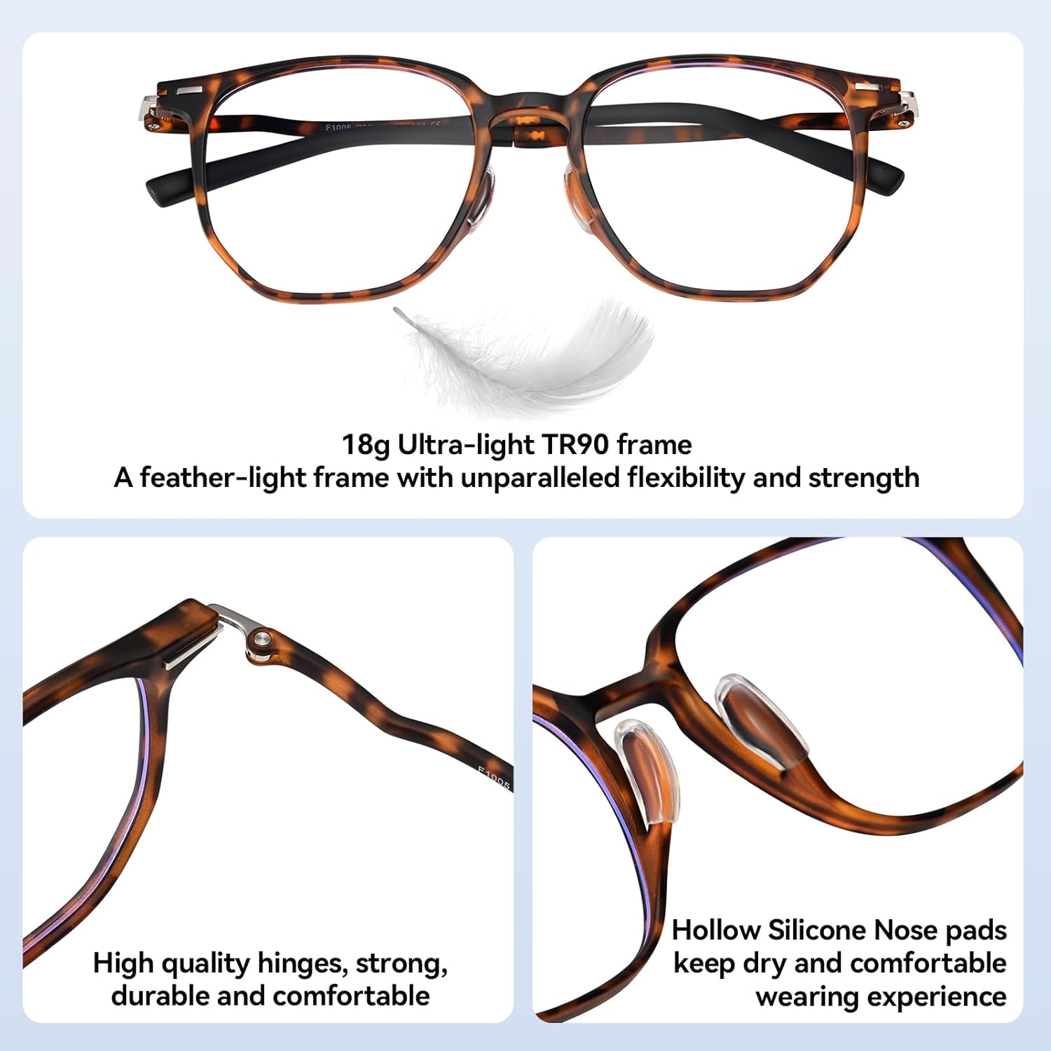 Dollger Blue Light Blocking Glasses for Women - Oversized Square Frame Computer Eyewear, Anti Eye Strain, Lightweight