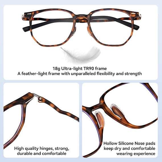 Dollger Blue light Glasses for Women Men Oversized Anti Blue Light Blocking Glasses Frame Eye Strain Computer Eyewear