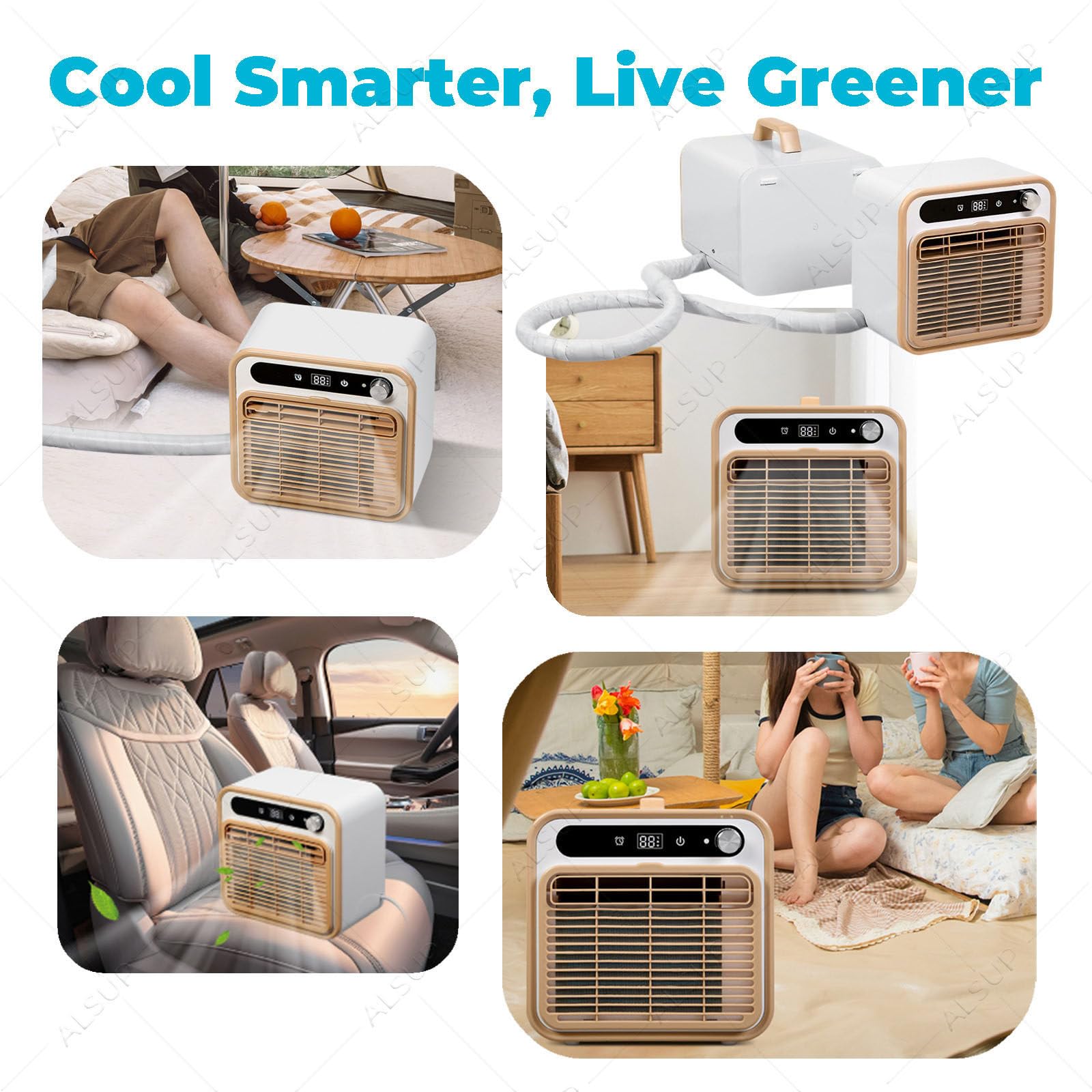 Aire Acondicionado Portátil Split, Refrigeración Rápida 2m | 1500 W, Control Remoto y Wifi, Función Temporizador de 12 h, Peso Ligero de 13 kg, para Caravanas, Camping y Aut