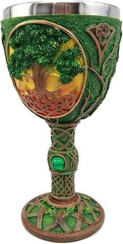 Miniatura 3 de Atlantic Collectibles - Figura grande mística celta sagrada árbol de la vida, rejuvenecimiento, curación y sabiduría, copa de vino, cáliz de 8 onzas
