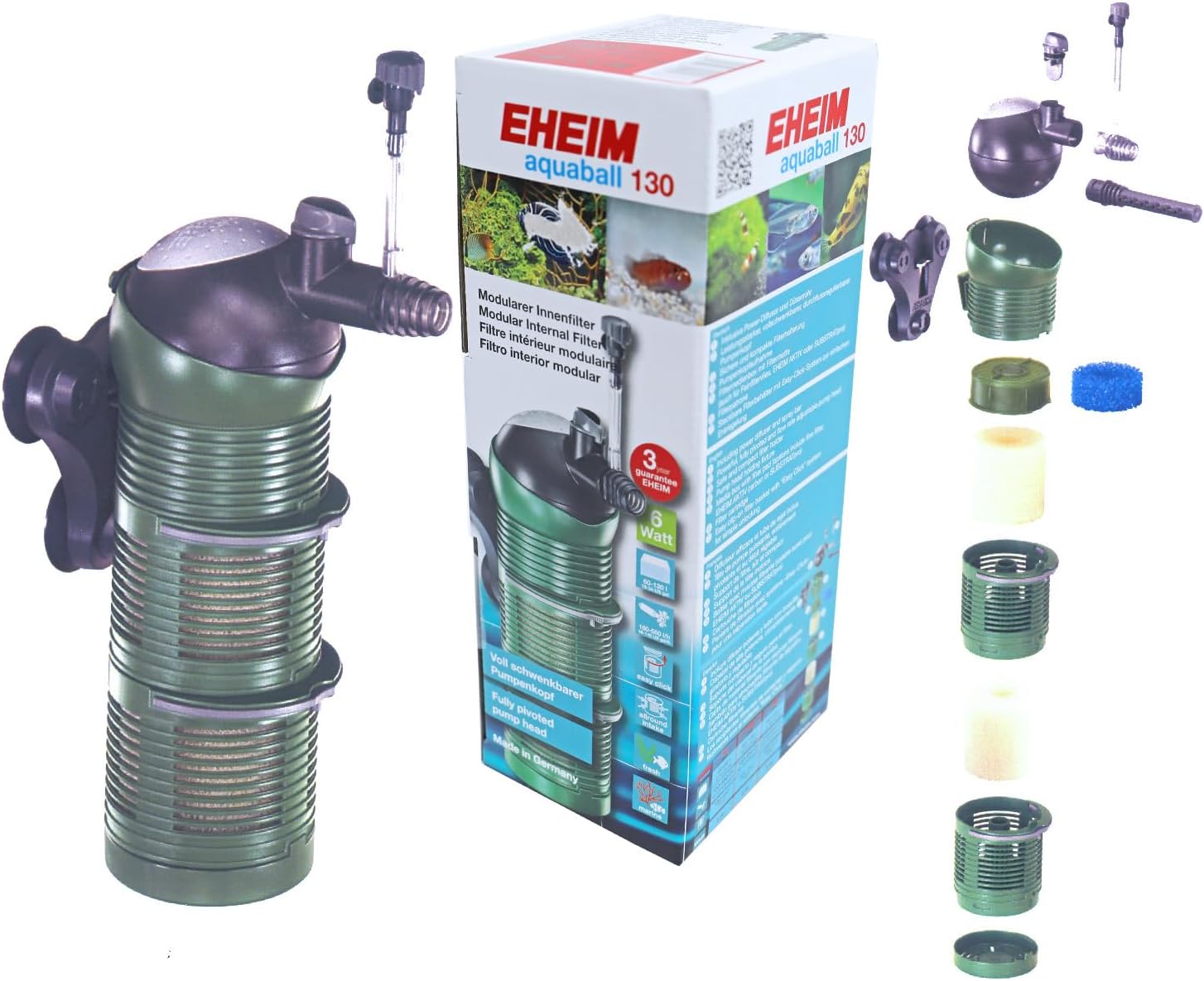 Filtro Acquario Interno 3 In 1 - 500 L/H, Flusso Regolabile Con Ossigenazione - Per Vasche Da 40 A 120 Litri - Foto 10