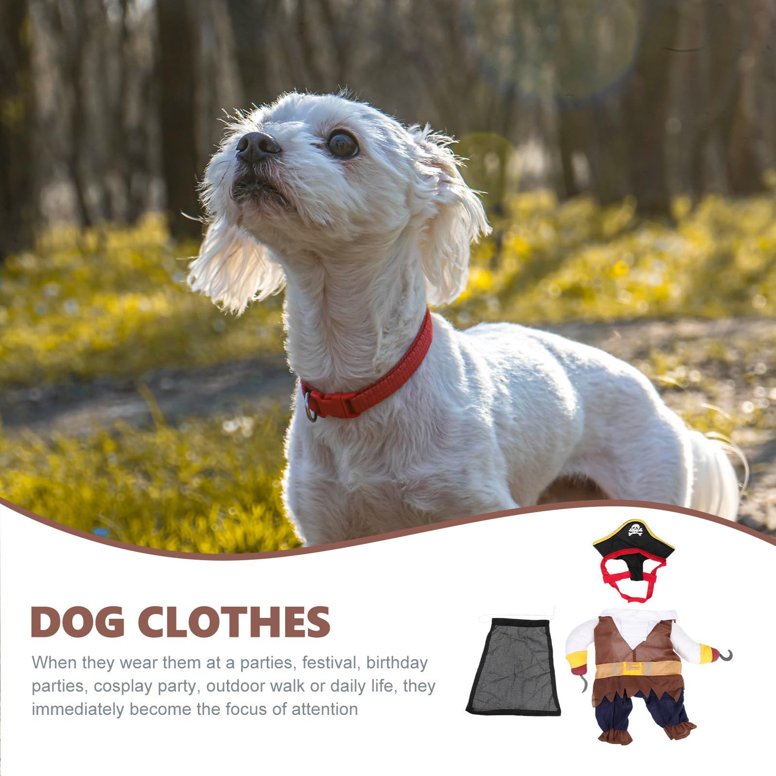 4 Set Costume Pirata per Cani e Gatti, Cotone Xl, Halloween