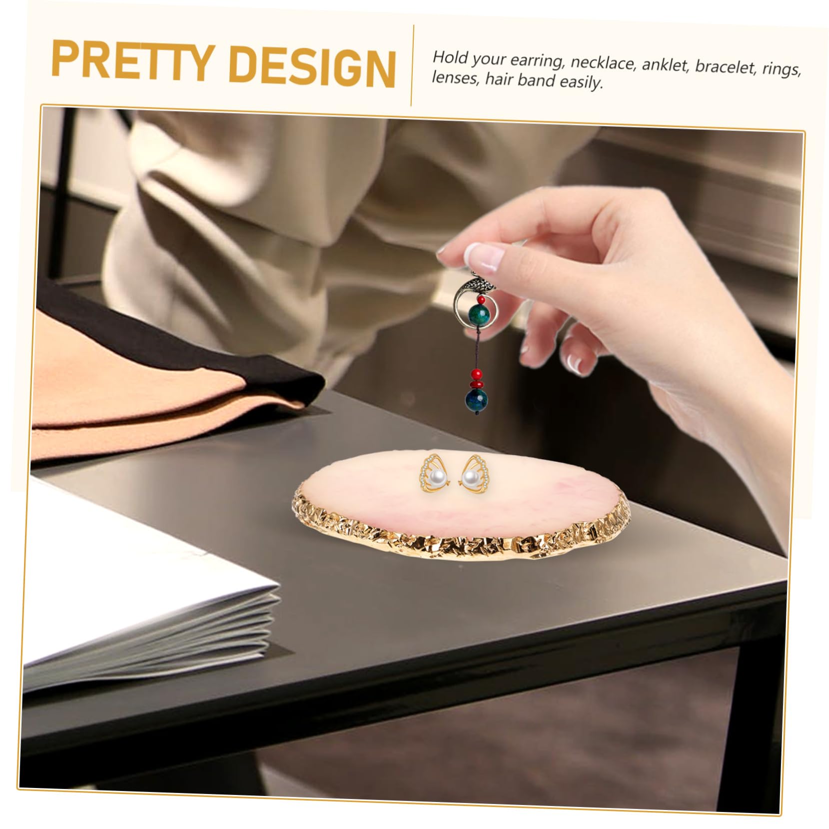 GALPADA 3piezas Organizador De Joyas Diseño De Bandeja De Exhibición Ágata Púrpura Para Collares Pulseras y Anillos Para Decoración Del Hogar y Ocasiones Especiales
