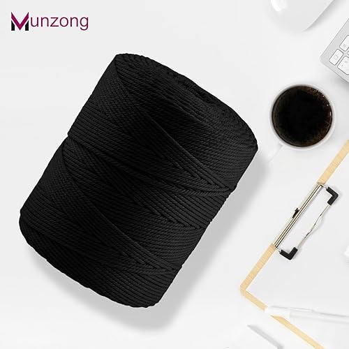 Miniatura 83 de Munzong - Cuerda de algodón de macramé de 0.197 in x 109 yardas, 4 hebras, cuerda de algodón torcida natural hecha a mano color verde oscuro de 4