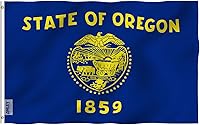Vista 1 de ANLEY Fly Breeze - Bandera del estado de Oregón de 3 x 5 pies, color vivo y a prueba de decoloración, cabecera de lona y doble costura, banderas