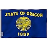 ANLEY Fly Breeze 3x5 Foot Oregon State Flag - Vivid Color and Fade Proof - Canvas Header and Double Stitched - Oregon OR Flags Polyester with Brass Grommets 3 X 5 Ft