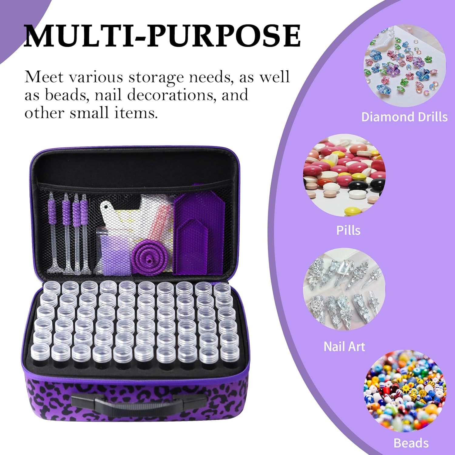 ZORETCO Diamond Painting Storage Box, 120 Slots Bead Storage Containers with Tools Kit for Diamond Art Accessories Craft Jewelry Beads Organizer