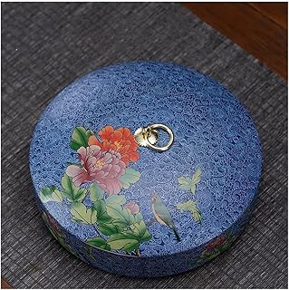 HEXEH Tea Tins Chinese Ceramic Tea Caddy Large Pu'er Tea Cake Household Stoneware Airtight Jar Moisture-Proof Tea Can Green Tea Container Tea Storage Container, ZHONGXIAOFEI2023