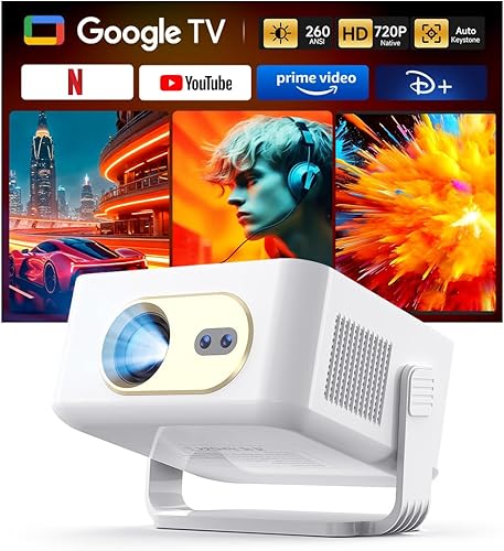 Mini proyector con Google TV OS, proyector inteligente con WiFi y Bluetooth, soporte 260 ANSI y 2K, enfoque automático y Keystone, proyector de disponible en Yaxa Costa Rica