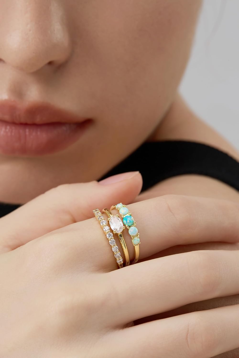 14k Gold Rings For Women, Dainty Chunky Gold Stacking Rings
