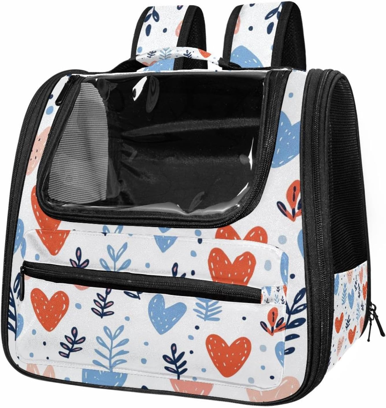 Portable Travel pet Backpack Carrier Hamster Bag Small Dog cat Carrier Breathable Hang Bag, Hearts