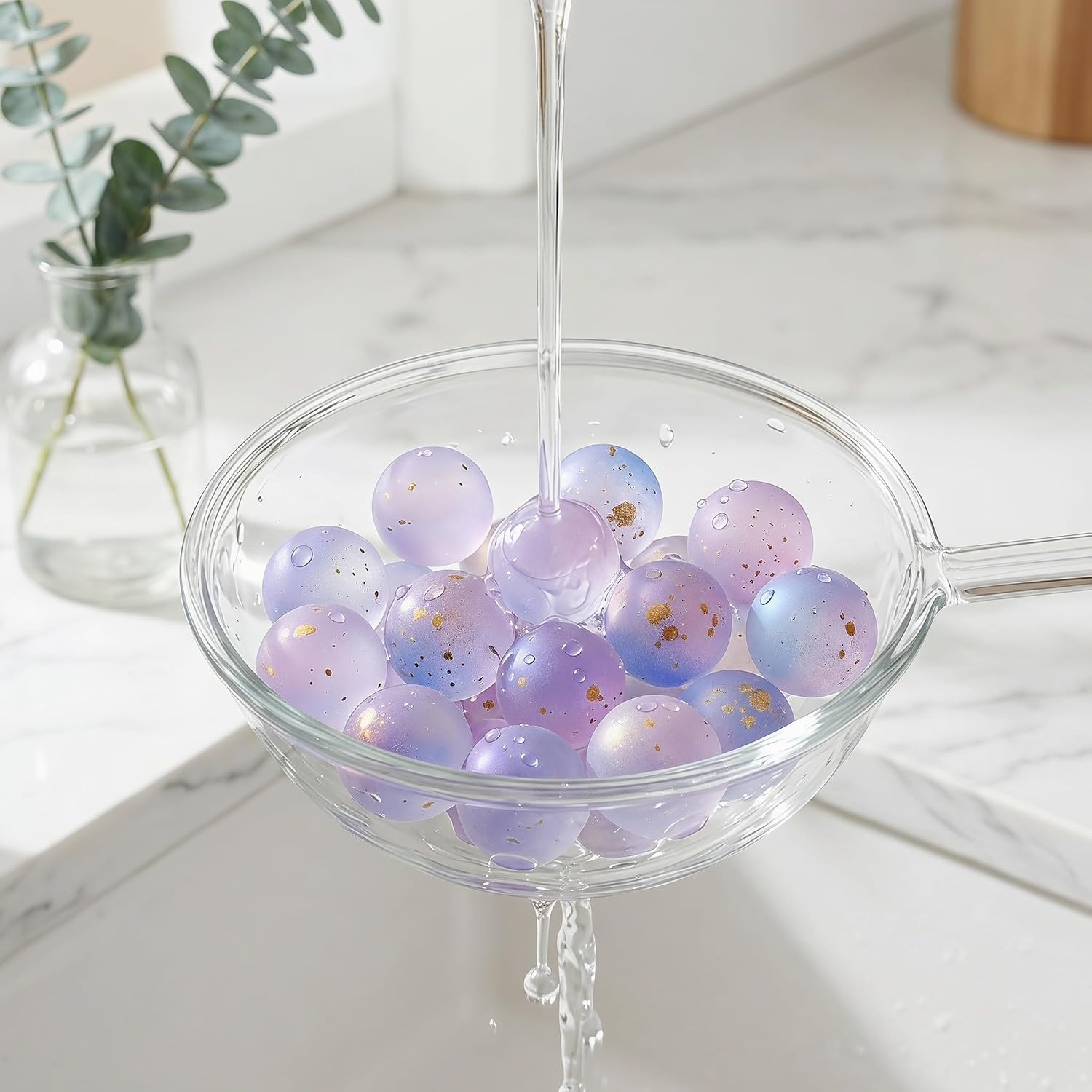 YARNOW 100pcs Glass Beads for Vase, 12mm Decorative Vase Filler Beads, Glass Marbles Pebbles for Flower Holder Crafts Aquarium Fish Tank Decorations Purple