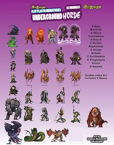 Miniatura 2 de Arcknight - Figuras temáticas en miniatura planas de plástico para juego de Calabozos y Dragones y 5e, Pathfinder otros juegos de Rol, 31 figuras de