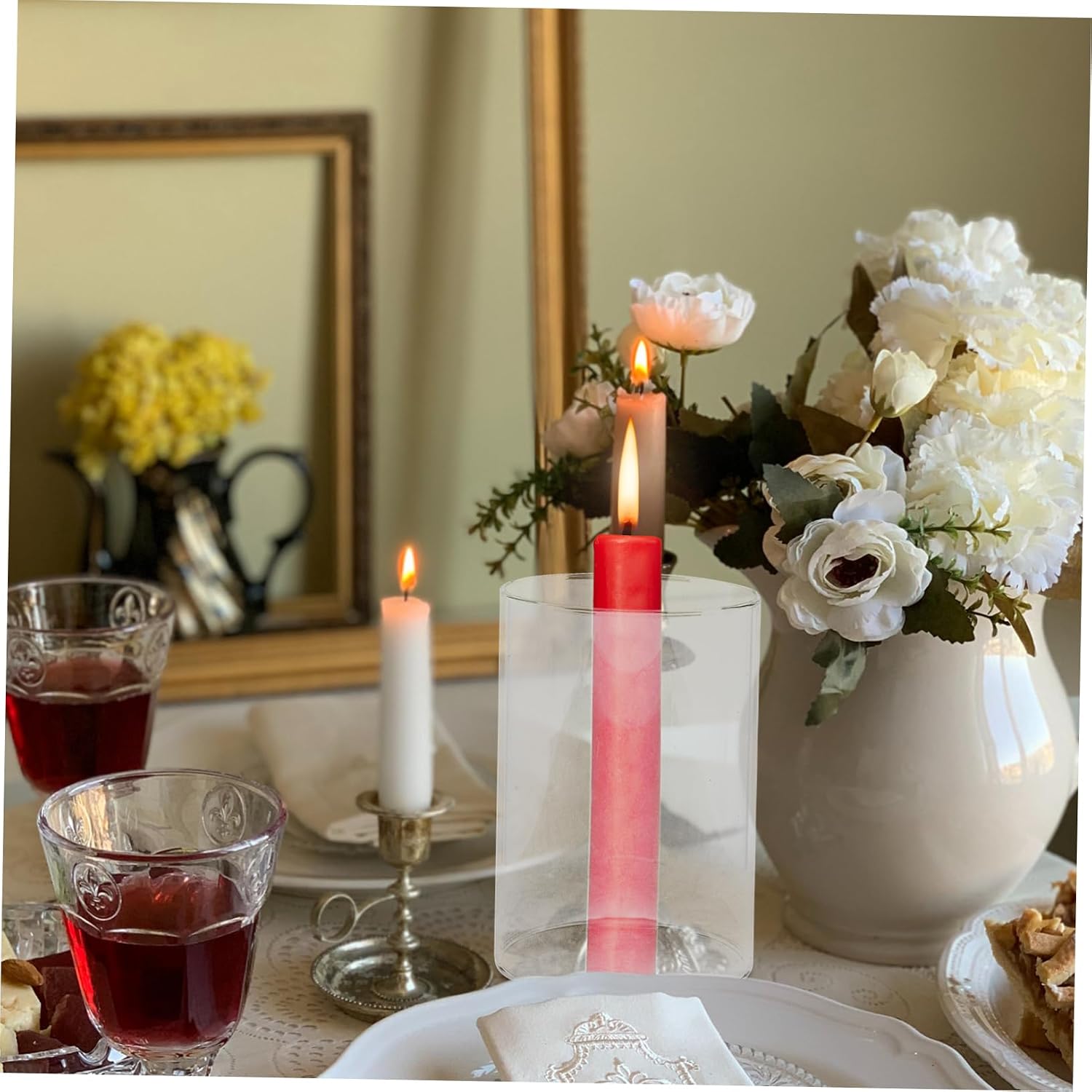OUNONA Simple Style Glass Candle Shade Elegant Cover for LED Candles for Weddings and Home Decor Romantic Atmosphere Easy to Clean Protective Design