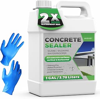 OAIEGSD 1 Gallon Penetrating Concrete Sealer - Pet Safe Water-Based Silane Siloxane for Driveways, Patios, Garage Floors, Indoor Outdoor Use