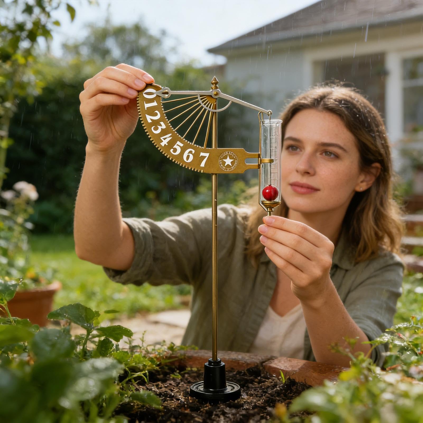 Jauge de Pluie d'extérieur - Mesure précise et décorative pour Jardin - Pluviomètre extérieur | pour Cour, terrasse, pelouse, clôture, Patio, Jardin, Maison