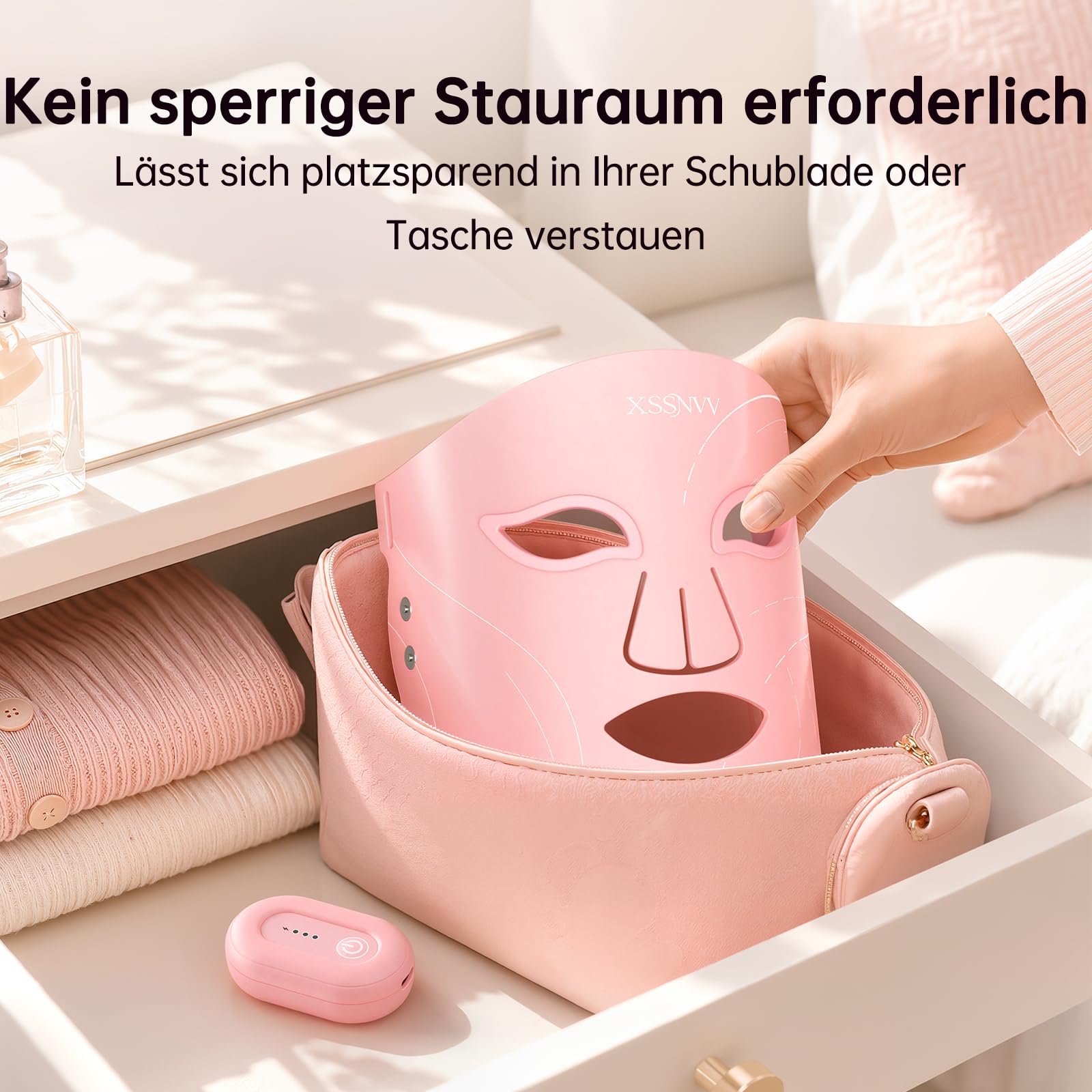 LED Maske Gesicht, Kabellos Lichttherapie Gesichtsmaske, 4 Modi | Anti-Aging, Hautklärung, Entzündungshemmend, Beruhigend, rote/blau LED, Aufladbar Rotlichtlampe Gesicht, Schönheitsgeschenke
