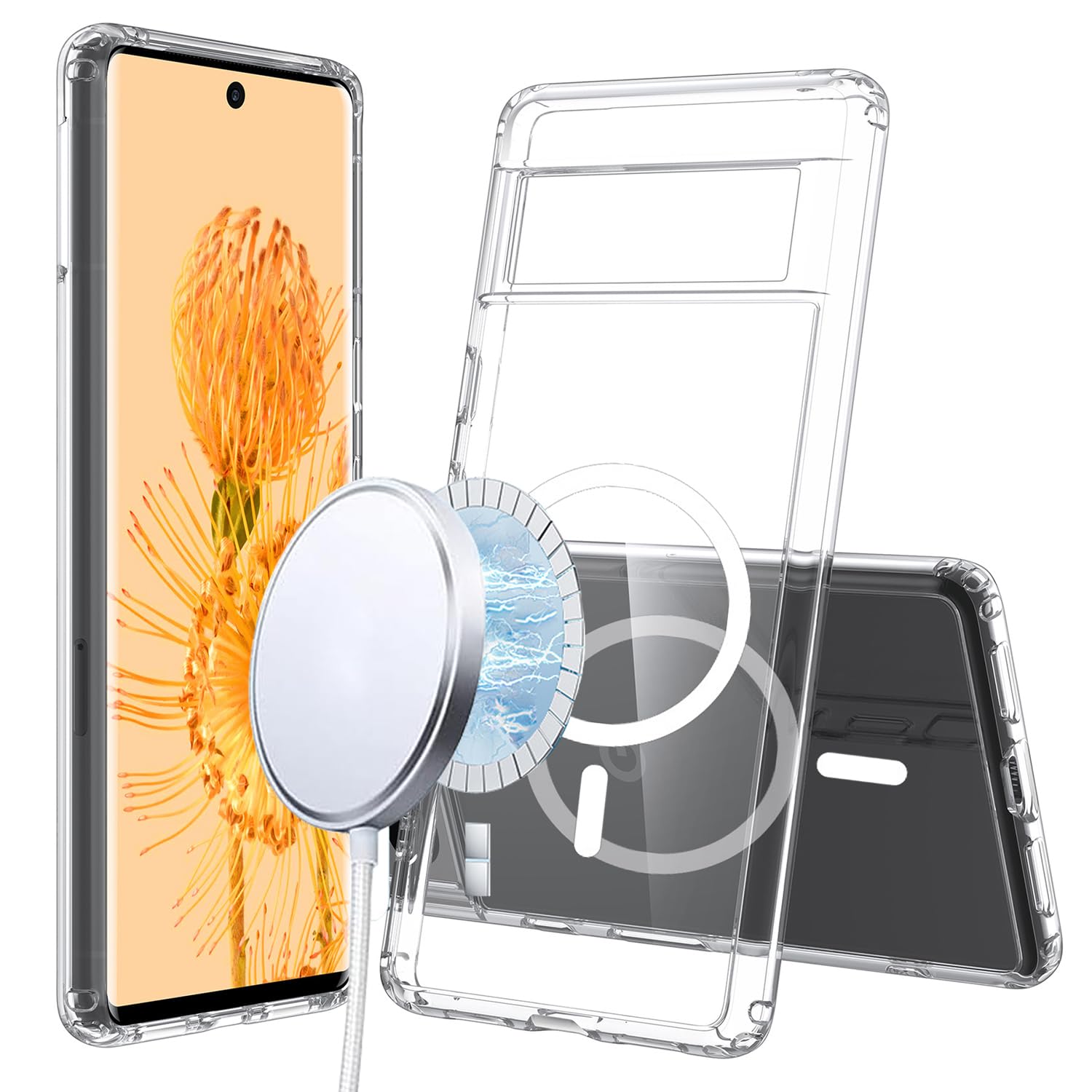 STARRYNOVA Cover Magnetica Per Google Pixel 8 – Trasparente Con Proteggi Schermo, Ricarica Wireless - 4