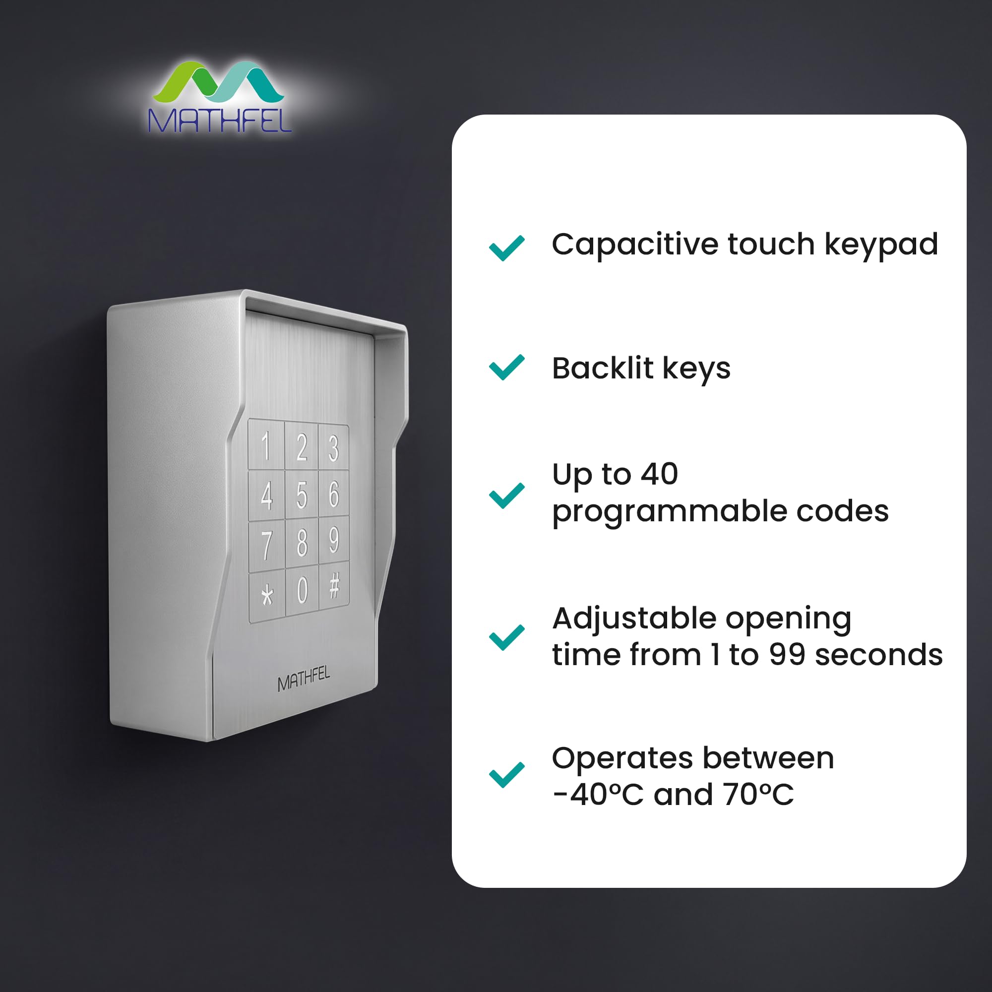 MATHFEL Smart Lock cerradura electrónica para puerta de entrada, cerradura con código resistente a la intemperie, IP66, abrepuertas con código, cerradura inteligente, cerradura automática AC230