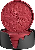 Vista 22 de ME.FAN Posavasos de silicona con soporte, para beber, para bebidas calientes o frías, gruesos, antideslizantes, antiadherentes y estilo bandeja Negro