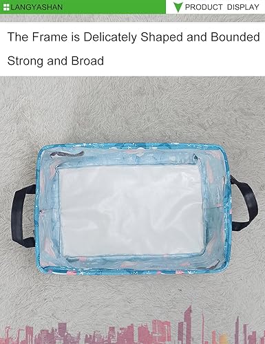 Miniatura 5 de LANGYASHAN Cesta de almacenamiento rectangular de lona plegable de tela de dibujos animados con asas para organizar el hogar, cocina, niños y niñas,