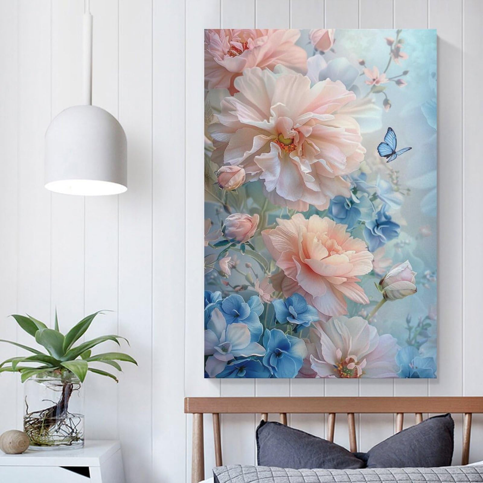 Amazon.co.jp: 絵画 咲き誇る花の間を蝶が舞うインテリア 絵画 魅力的