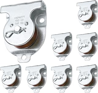 AuInn 8 Packs Ceiling Mount Single Pulleys, 1-1/2 Inch Wall Mount Pulley, Ceiling Single Pulley for 3/8" Wire or Rope