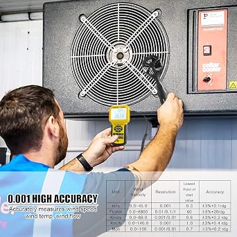 HVAC Air Flow CFM Meter, AIOMEST Handheld Anemometer Measure Airflow Wind Speed Velocity Temperature, Professional Air Vent Ductwork Velometer Gauge AI-856A with Data Logging