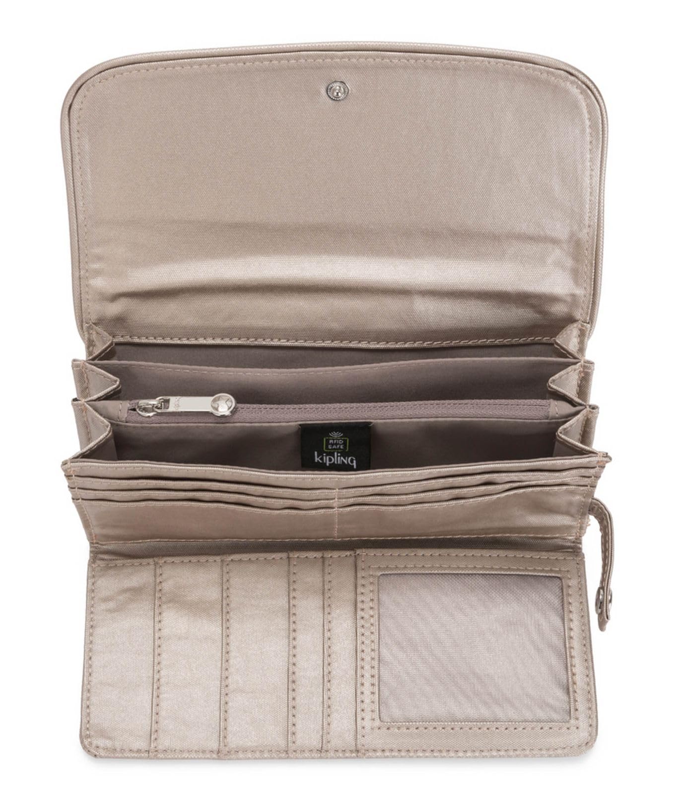 Kipling Money Land Grand Portefeuille, Metallic Glow (Argent)