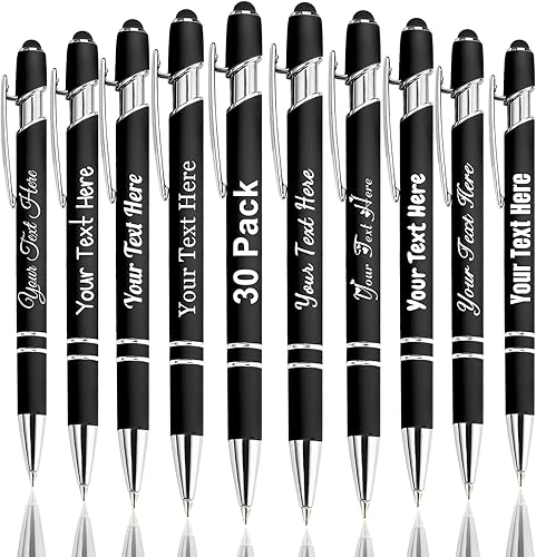 Miniatura 56 de Hasta 300 bolígrafos personalizados a granel con nombre personalizado con grabado gratis, puntas de lápiz capacitivo grabado, bolígrafo para Púrpura