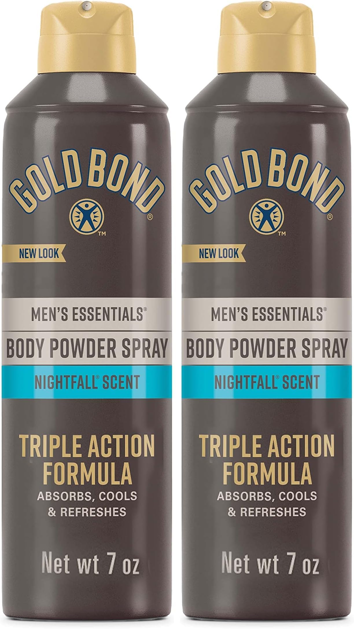 Gold Bond Men's Essentials Talc-Free Body Powder Spray | 7 oz | Pack of 2 | Nightfall Scent | Wetness Protection