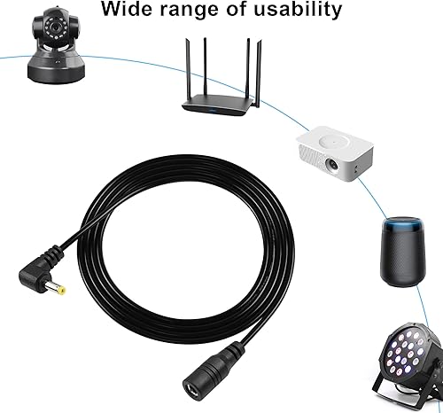 Miniatura 8 de GINTOOYUN DC4017 Cable de extensión de alimentación 22AWG DC 0.157 in x 0.067 in ángulo recto macho a hembra Cable adaptador de corriente para PSP,