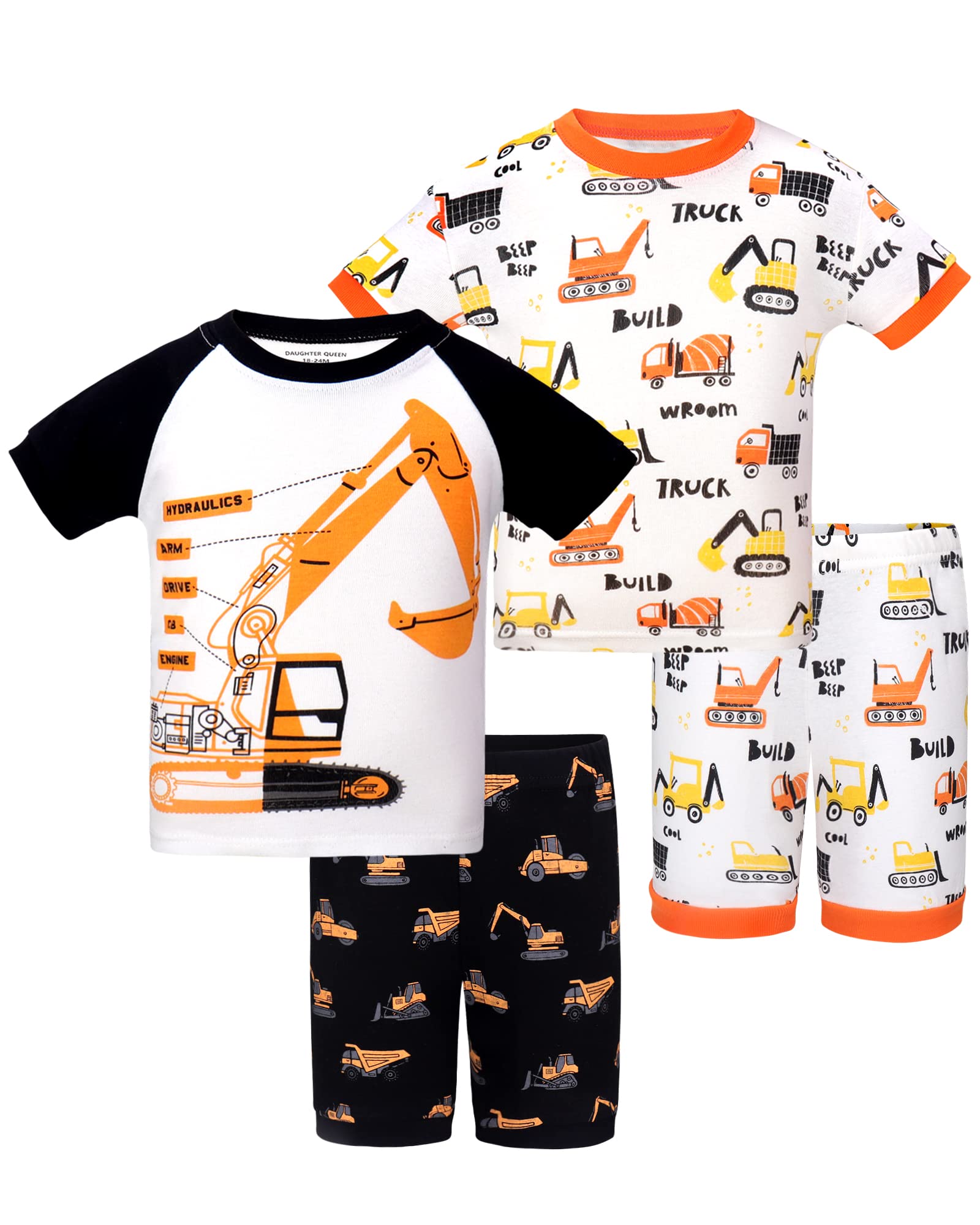 DAUGHTER QUEEN Boys Pajamas 4 Pieces Short Set 100% Cotton Sleepwear Size 18 Months-12 Years